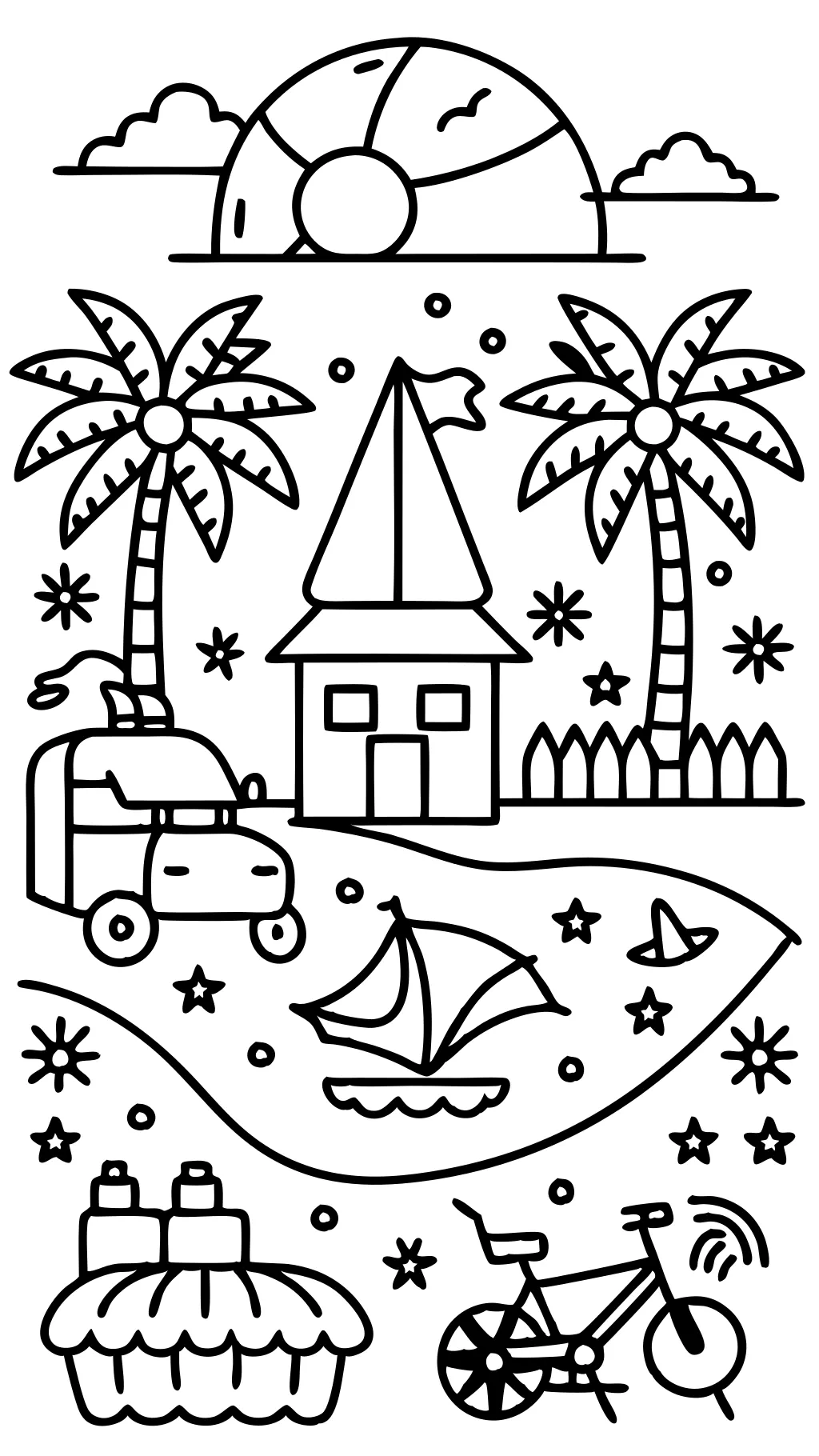 summer vacation coloring pages